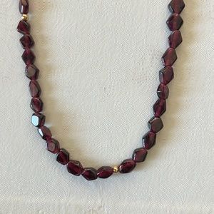 Garnet Single Strand 15 inch Necklace